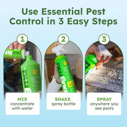 BugMD Ant Killer  Bug Spray Concentrate - Indoor Cockroach and Roach Killer, Spider Spray for Home, Fly and Insect Defense, Essential Oils, Plant-Powered, Eco-Friendly Pest Control - 3.7 Oz
