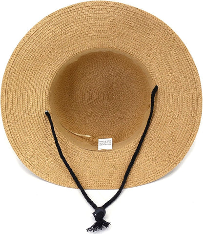 Sun Hat for Women Wide Brim 2026 Stylish Straw Beach Travel with Wind Lanyard New Floppy Summer Hats