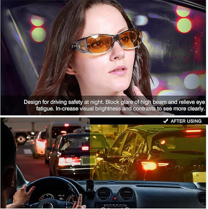 DUCO Night Vision Driving Glasses Fit Over Glasses for Men and Women Anti Glare Polarized Yellow Nighttime Lens 8953Y