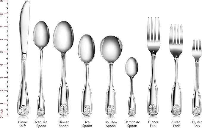 New Star Foodservice Shell Pattern, Stainless Steel, Teaspoon, 6.5-Inch, Set of 12