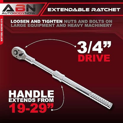 ABN 3/4 Inch Drive Industrial Extendable Ratchet - 19 to 29in Telescoping Locking Shaft Reversible Torque Wrench