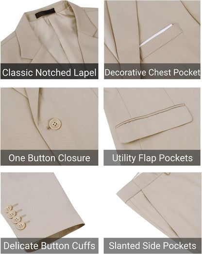 Cloudstyle Men's 2-Piece Suits Slim Fit 1 Button Dress Suit Jacket Blazer & Pants Set