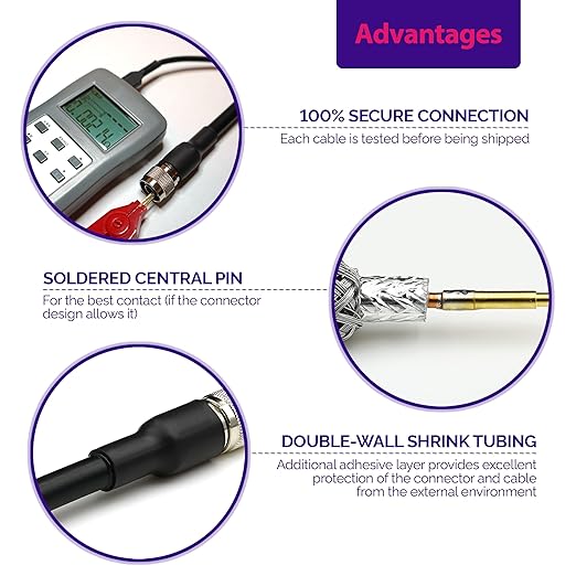 QN Male to TNC Male Extension Cable 6m  19.7ft Jumper QN to TNC Male Coax Low Loss RG58 RF Black Coaxial Cable