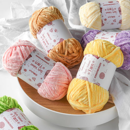 100g Fluffy Velvet Chenille Yarn for Crocheting and Knitting, 80m (87.5yd) Baby Yarn for Crocheting Soft, Crochet Chunky Yarns Amigurumi Yarns (Violets)