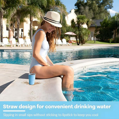 Mini Tumbler Shot Glass with Straw and Lid, 7oz Cute Insulated Shot Cups Stainless Steel for Espresso Coffee Spirits, Wedding, Party,Camping,Outdoor,Carnival,Oktoberfest Water Beer Cups (sky blue)