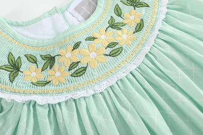 Size 18-24 Mos. Lil cactus Girls Baby and Toddler Smocked Bishop Dress -Bunny Embroidered Cotton Dress, Spring Summer Boutique Outfit
