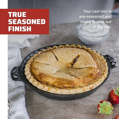Camp Chef Cast Iron Pie Pan - True-Seasoned Cast Iron Pie Dish for Cooking  Camping Accessories - 10"