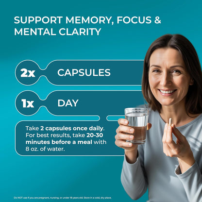 PUREHEALTH RESEARCH Ageless Brain - Supplements for Memory and Focus | Nootropic Brain Health Supplement - with Bacopa Monnieri, Alpha GPC, L-Tyrosine, Vitamin B6, Niacin & More - 60 Capsules