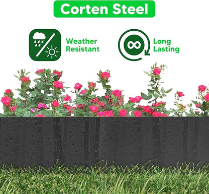 TMEE Landscape Edging Border 46 inch Strips, 6 inch Depth Hammer in Metal Edging for Landscaping with Clips 3 Pack