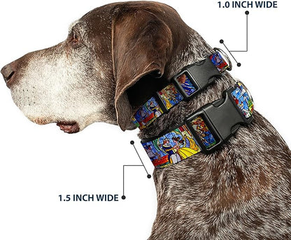 Buckle-Down Beauty  The Beast Stained Glass Scenes Plastic Clip Collar, Small9-15"