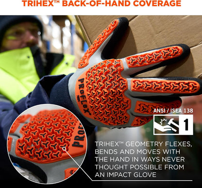 Ergodyne ProFlex 7521 Thermal Impact Resistant Work Gloves, Waterproof, Nitrile Coated Palms, ANSI A2 Cut Resistance, TPR Impact Protection Padding (Large)