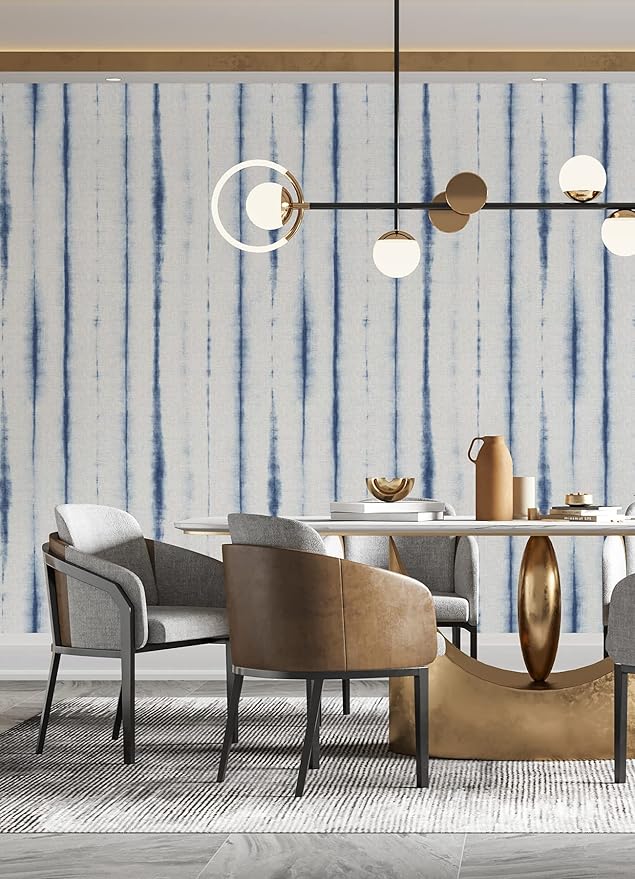 REMIX Walls by Katie Hunt Brewster Home Fashions Hello Shibori Denim Blue Wall Mural