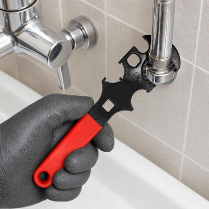 All-purpose Multi-Function Combination Wrench Spanner - Heavy-Duty Carbon Steel, Multi-Size Jaw, Non-Slip Grip - for Auto Repair, Plumbing & Home Maintenance - Color: Black