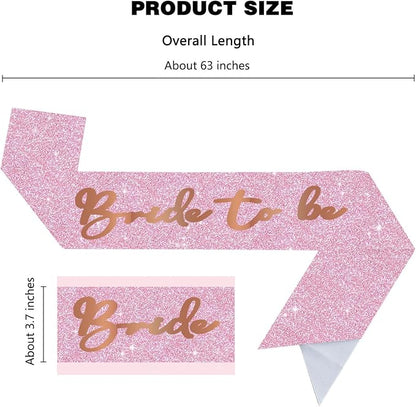 Vuzvuv Bride to Be Sash, Bride to Be Sash with Glitter Letters for Bachelorette Party Decorations,Engagement Party Decoration, Bride Gift-Pink