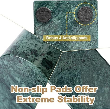 Koville Indian Natural Marble Bookends for Shelves, Decorative Book Ends, 7lbs Heavy-Duty Marble Book Holders, Bookshelf Apartment Decor for Normal BooksCDVideo Games(Indian Green)