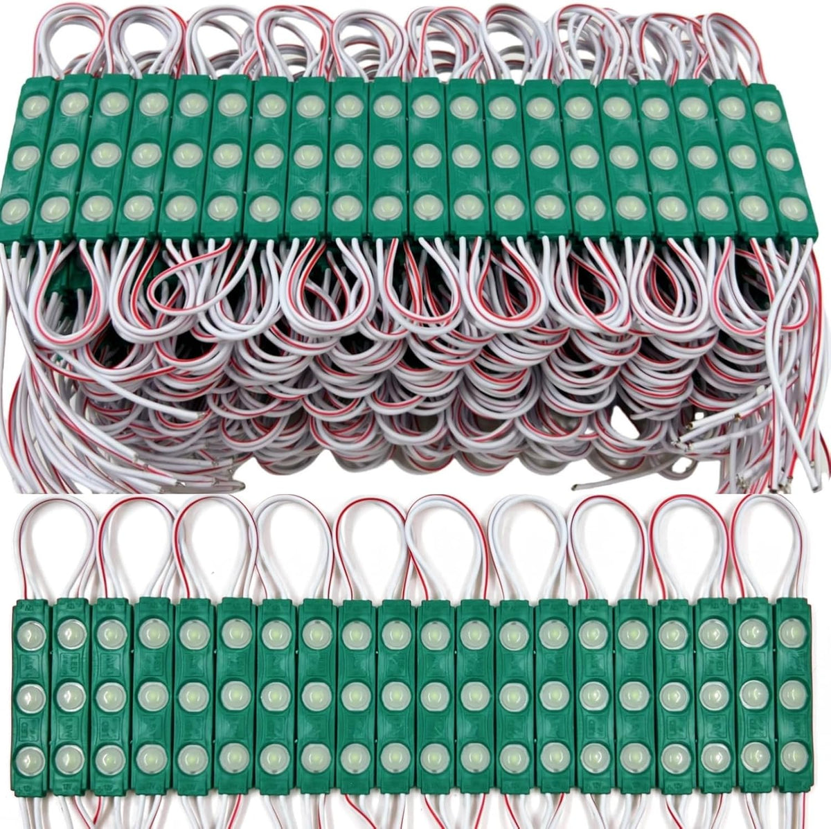 200 PCS LED Module Green Light 1.5W Storefront Decoration Lights 12V DC LED-Module Light with Tape Adhesive Backside for Inflatables Decorative Christmas Letter Advertising Signs
