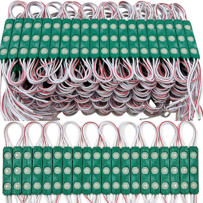200 PCS LED Module Green Light 1.5W Storefront Decoration Lights 12V DC LED-Module Light with Tape Adhesive Backside for Inflatables Decorative Christmas Letter Advertising Signs