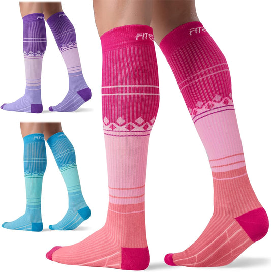 FITRELL 1 Pairs Compression Socks for Women and Men 20-30mmHg-Circulation Support Socks ( blue)