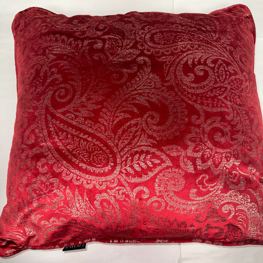 Throw Pillow Covers Pack of 1 Supersoft Vintage Damask Fabric Floral Design Cushion Cases Shells for Couch Sofa Home Decor 18 X 18 Inches Deep Red