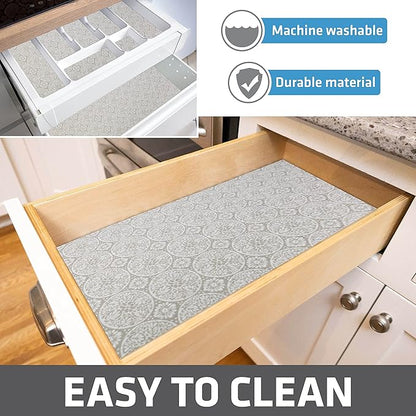 Drymate Luxury lining for shelves and drawers, thick padded fabric, non-adhesive, absorbent, waterproof, non-slip, kitchen cabinet liners, cabinets (made in USA) (12 x