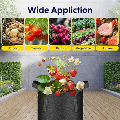 iPower 24-Pack 10 Gallon Grow Bags Heavy Duty Thickened Aeration Nonwoven Fabric Pots with Nylon Handles and 24 Labels, for Planting Vegetables, Fruits, Flowers, Black