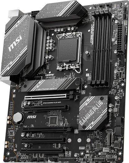 MSI B760 Gaming Plus WiFi Gaming Motherboard (Supports 12th/13th/14th Gen Intel Processors, LGA 1700, DDR5, PCIe 4.0, M.2, 2.5Gbps LAN, USB 3.2 Gen2, HDMI/DP, Wi-Fi 6E, Bluetooth 5.3, ATX)