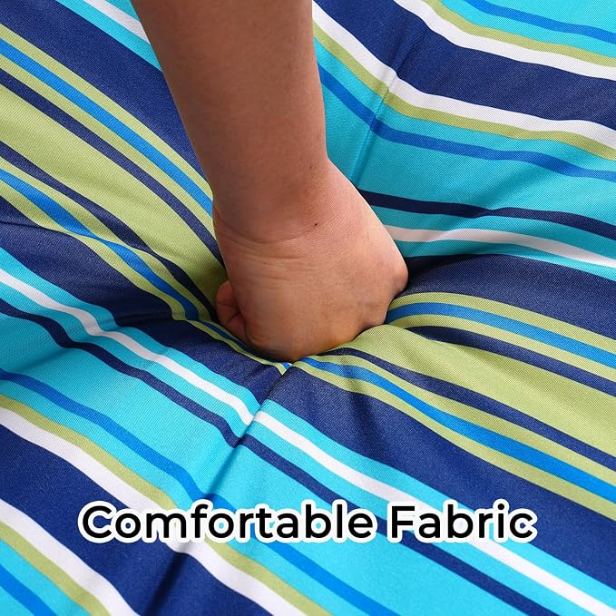 4 Pack Patio Cushion Covers Replacement, Washable Outdoor Cushion Covers Replacement with Zipper, Waterproof Outdoor Couch Cushion Slipcovers for Patio Furniture, Cyan Stripes, 18.9"D×18.9"W×3.15"H
