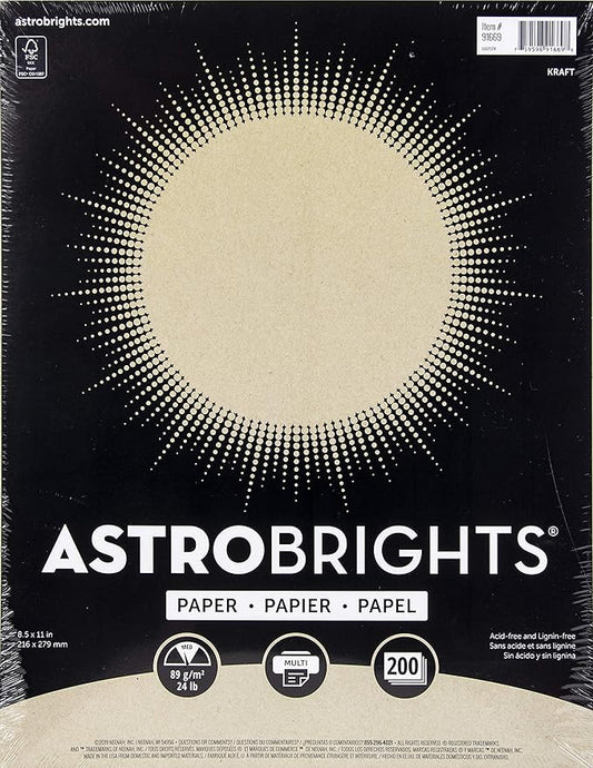 Astrobrights CARDSTOCK 8.5" 200PK, Kraft