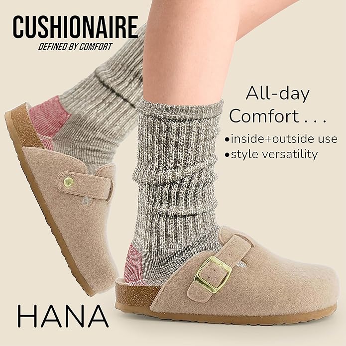 CUSHIONAIRE Hana Slip-On Buckle Clog with Cork Footbed Memory Foam, Wide Widths Available
