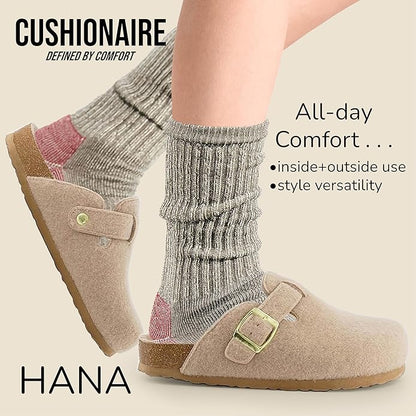 CUSHIONAIRE Hana Slip-On Buckle Clog with Cork Footbed Memory Foam, Wide Widths Available
