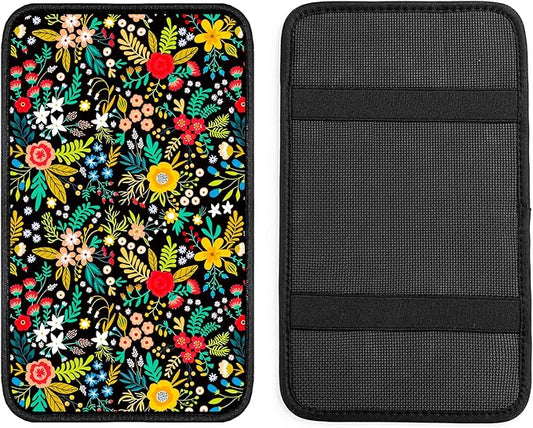 Garden Wildflowers Universal Armrest Cover Pad, Car Center Console Cushion Pad, Protect from Pet Claws, Dirt, and Sticky Fingers, Comfortable Car Decor Accessories Fit for Most Cars, Vehicles, SUVs