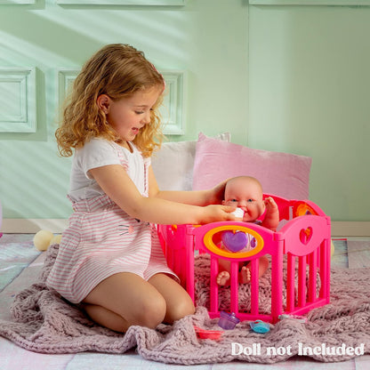 JC Toys Baby Doll Play Pen Gift Set for Keeps Playtime!|Fits Dolls up to 17" | Adjusts to Different Shapes | Play Accessories| Ages 2+, Light Pink (Play pen and accessories are different colors than pictures)