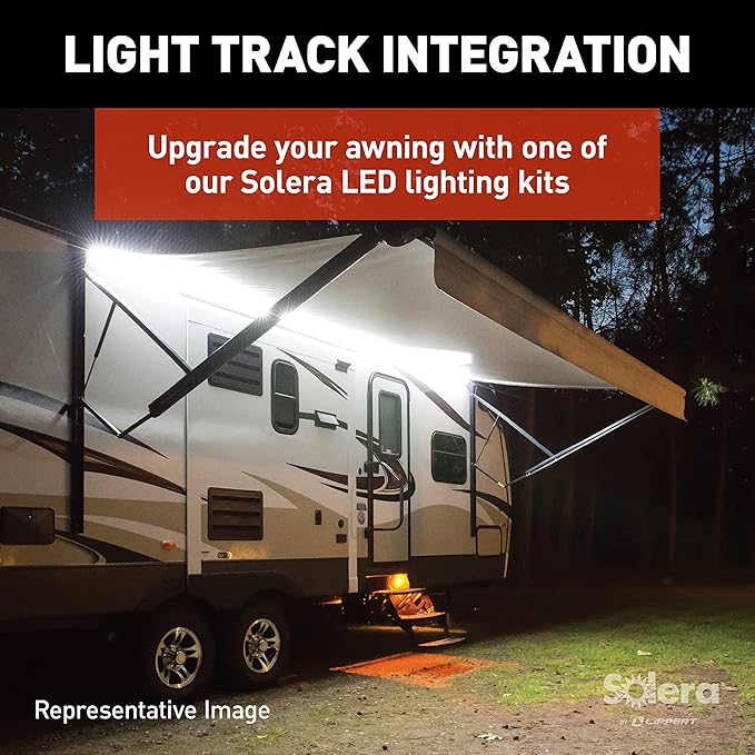 Solera Universal Fit Heavy-Duty Vinyl RV Patio Awning Replacement Fabric Solid Black 14' Awning (13'4" Fabric)