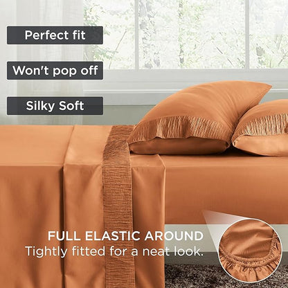Bedsure King Size Sheets Set - 4 Pieces Soft King Sheets - Breathable  Cooling - Hotel Luxury - Easy Care Polyester Microfiber Bedding for Women, Men, Dusty Orange