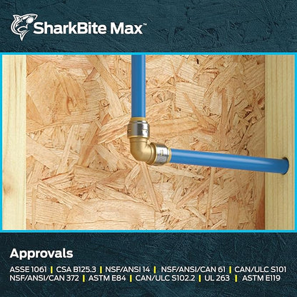 SharkBite Max 12 Inch 90 Degree Elbow, Pack of 4, Push to Connect Brass Plumbing Fitting, PEX Pipe, Copper, CPVC, PE-RT, HDPE, UR248A4