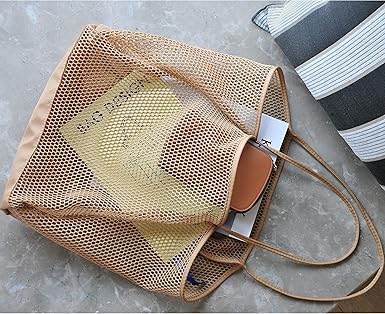 HOXIS Mesh Beach Tote Womens Shoulder Handbag