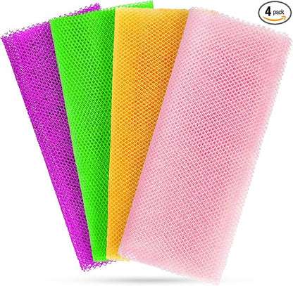 African Net Sponge for Deep Exfoliation  4 Pieces African Net Sponge Authentic, Exfoliating Washcloth, Long-Lasting African Exfoliating Net for Smooth Skin  Cleansing(Purple, Pink, Green, Orange)