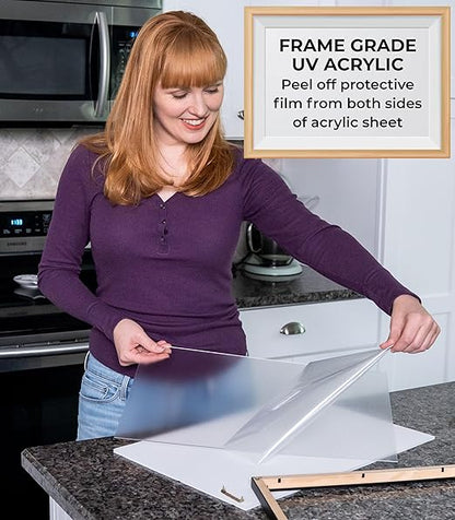 17x20 Frame Natural Wood Picture Frame | 0.75 Inch Moulding Width | Solid Wood | Complete with UV Acrylic Plexiglass, Foam Board Backing & Hanging Hardware