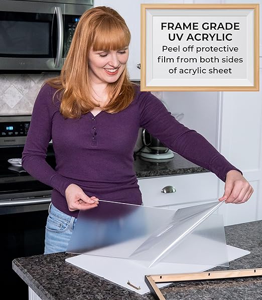 17x20 Frame Natural Wood Picture Frame | 0.75 Inch Moulding Width | Solid Wood | Complete with UV Acrylic Plexiglass, Foam Board Backing & Hanging Hardware