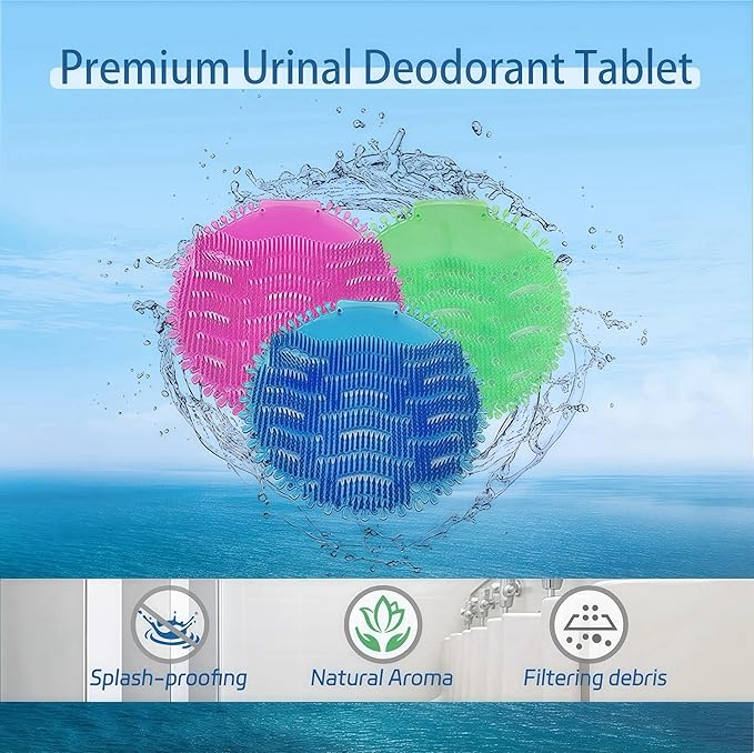 6 Pack Urinal Screen Set, Anti-Splash Urinal Cakes Filter, Portable Toilet Urinal Mats Scent Freshener for Bathroom Hotel Restaurant School Office Gym (Red, Green, Blue) (6 pcs)