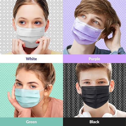 Medtecs Kids Face Mask Disposable - 2 Sizes Option (ChildYouth) - Comfy 3-Ply Breathable Children Masks, The Better Choice - Youth  White