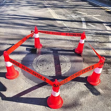 Red Tape Danger Do Not Enter 3 inch X 1000 feet Red with a Bold Black Print for High Visibility Caution Barrier Tape Roll Non-Adhesive for Danger Construction Crime Scene