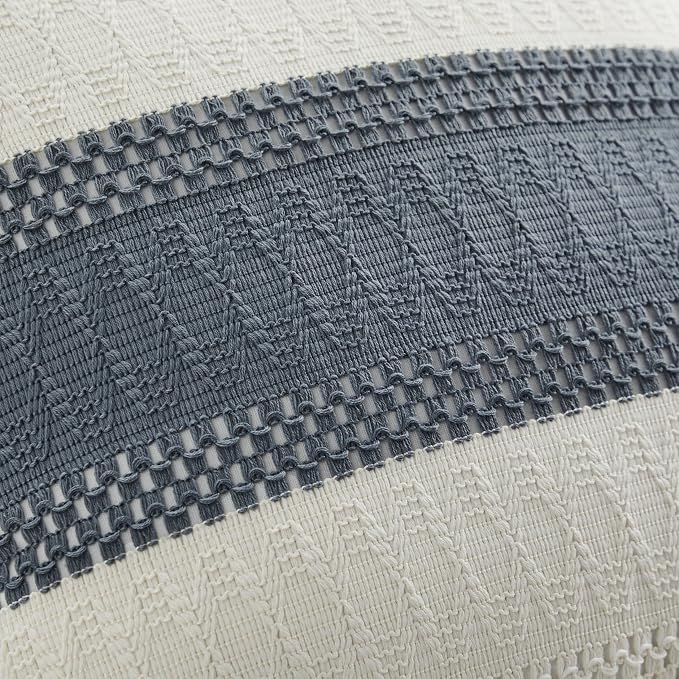 2pk Boho Pillow Covers 22x22, Natural White/Contrast/Navy