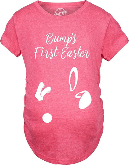 Crazy Dog T-Shirts Maternity Bumps First Easter T Shirt Cute Announcement Pregnancy Spring Shower