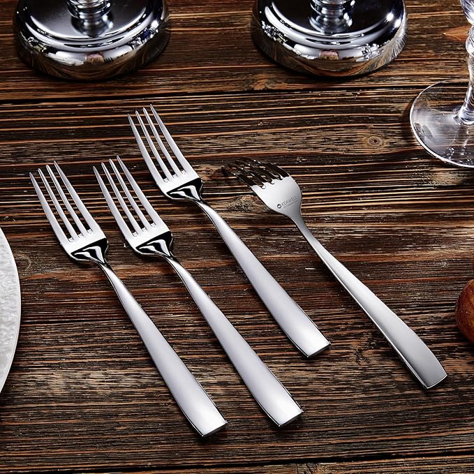KEAWELL Premium 4-Piece Louis Dinner Fork, 18/10 Stainless Steel, Set of 4, Fine Fork Set with Squared Edge, Dishwasher Safe