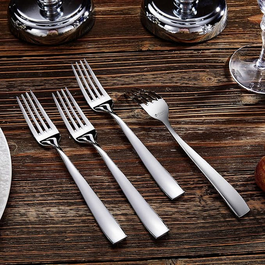 KEAWELL Premium 4-Piece Louis Dinner Fork, 18/10 Stainless Steel, Set of 4, Fine Fork Set with Squared Edge, Dishwasher Safe