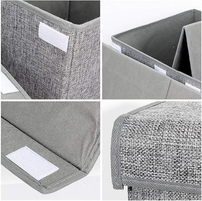 Popoly Large toy chest with lid, foldable toy storage organizer with removable divider, 25 x 13 x 16 inches (linen gray)