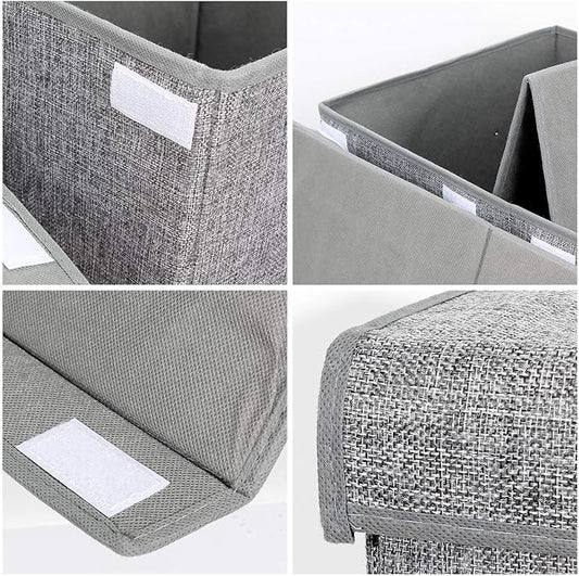 Popoly Large toy chest with lid, foldable toy storage organizer with removable divider, 25 x 13 x 16 inches (linen gray)