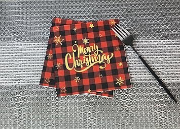 40pcs Christmas Napkins 2 Ply Red White Black Christmas Themed Guest Napkins Winter Paper Napkins Disposable Hand Towels for Christmas Holiday Table Decorations 6.5"