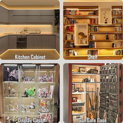 Under Cabinet Lights, Plug in, Seamlessly Linkable 12 Inch, 6 BarsSwitchExtensions, Under Counter Lighting for Kitchen, Closet, Gun Safe, Shelf, Display Case, LED 5000k Daylight